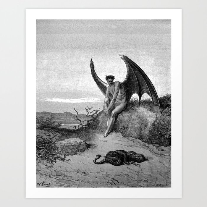 Lucifer, the fallen angel - Gustave Dore Art Print