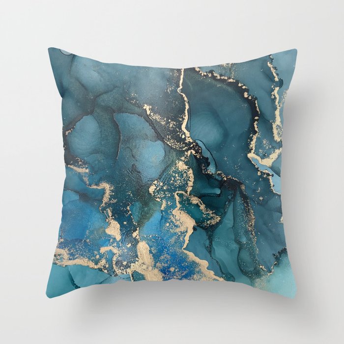 Teal and Gold Throw Pillow