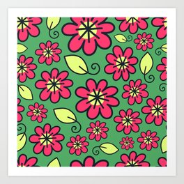 Colorful Doodle Floral Pattern 11 Art Print