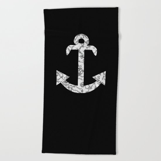 Marble Anchor in Black Beach Towel