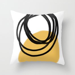 Mid Century Modern minimalist black and yellow abstract Art Throw Pillow