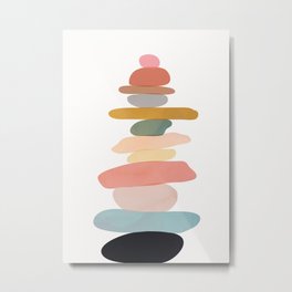 Balancing Stones 22 Metal Print | Shappes, Zoga, Art, Watercolor, Graphicdesign, Illustration, Stones, Abstract, Rock, Yen 