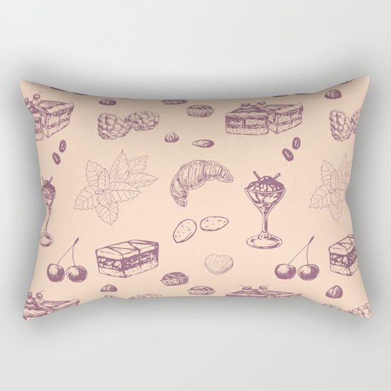Sweet pattern with various desserts. Rectangular Pillow