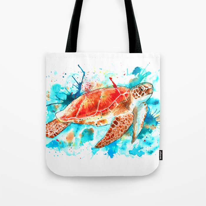 Beautiful Watercolour Turtle Tote Bag