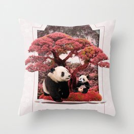 Panda flor de cerezo Throw Pillow