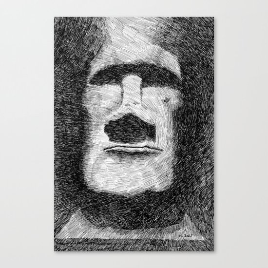 Easter island - Moai statue - Ink Canvas Print