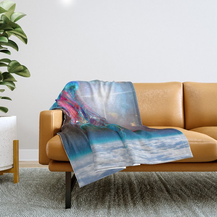 Electric Jellyfish World Monster Throw Blanket