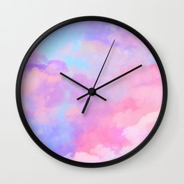 DREAMER Aesthetic Pink Clouds Wall Clock