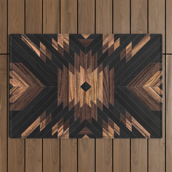 Urban Tribal Pattern No.7 - Aztec - Wood Outdoor Rug