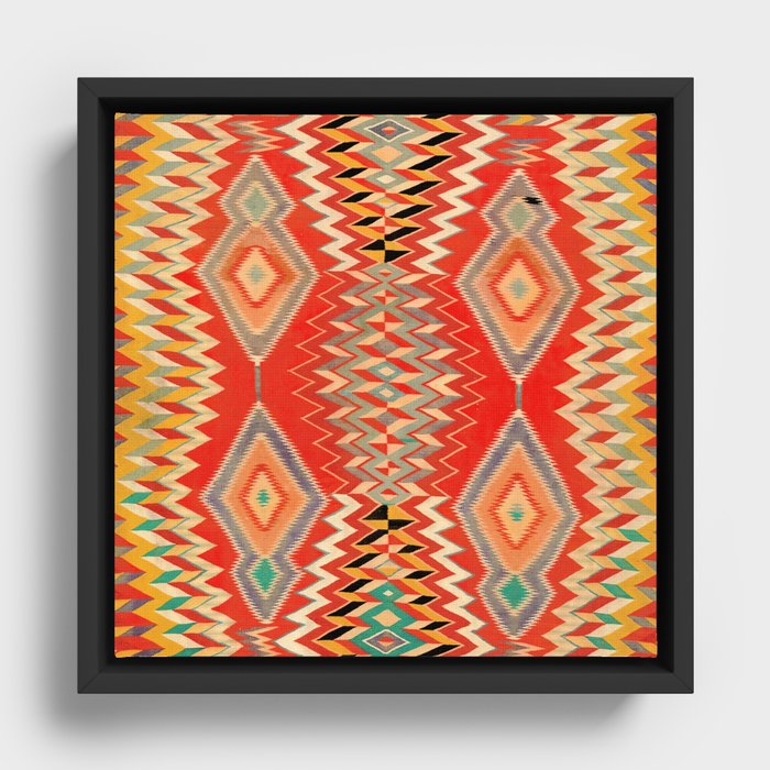 Vintage Navajo Eyedazzler in Multicolor Red Framed Canvas