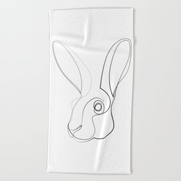 Jackrabbit - one line art Beach Towel