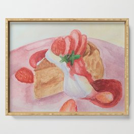Сake with strawberries and cream Serving Tray