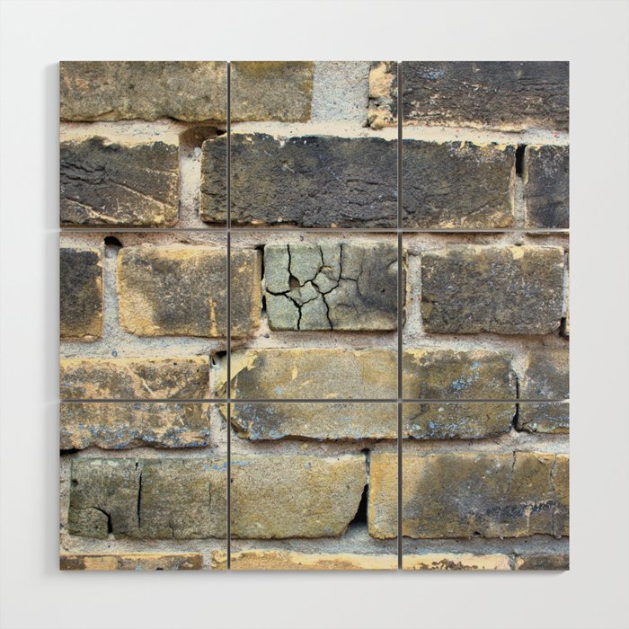 Crumble Cracked Brick Wall Print Soft Grunge Wood Wall Art