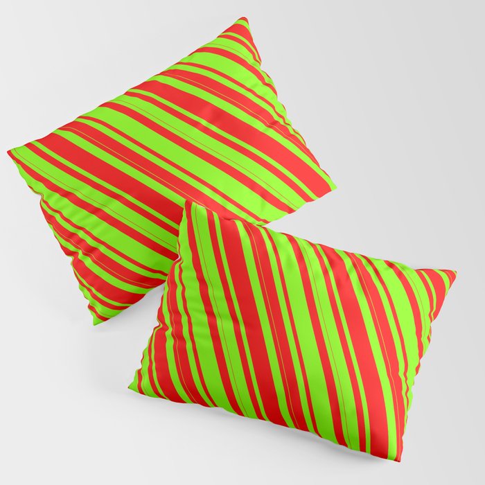 Chartreuse & Red Colored Lines Pattern Pillow Sham