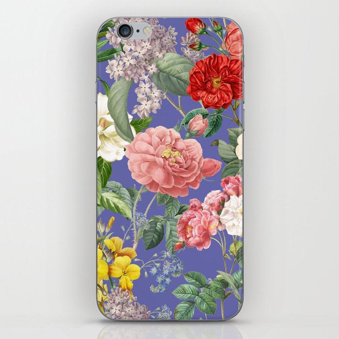 Lush Summer Garden - Botanical Illustration collage on Veri Peri iPhone Skin