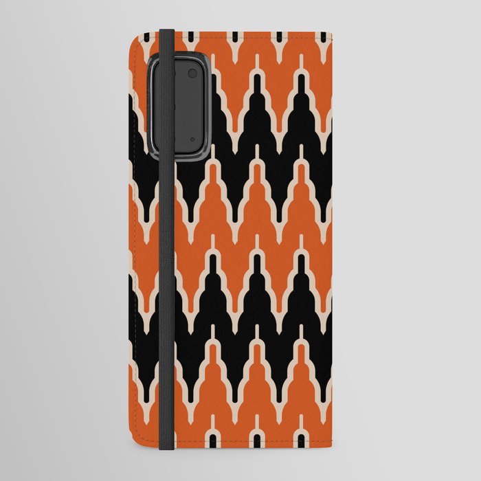 Chevron Pattern 533 Black and Orange Android Wallet Case