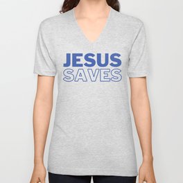 Jesus Saves | Blue V Neck T Shirt
