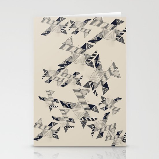 B&W Aztec pattern illustration Stationery Cards