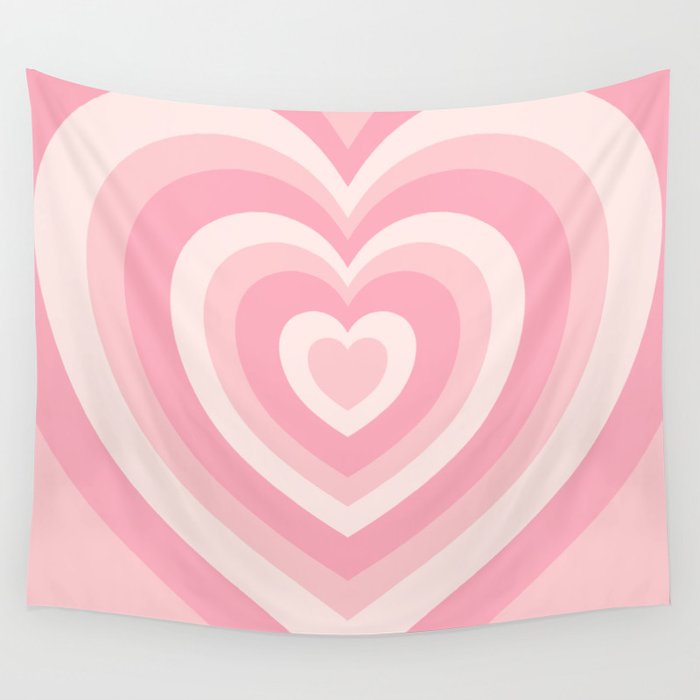 Pink Love Hearts  Wall Tapestry