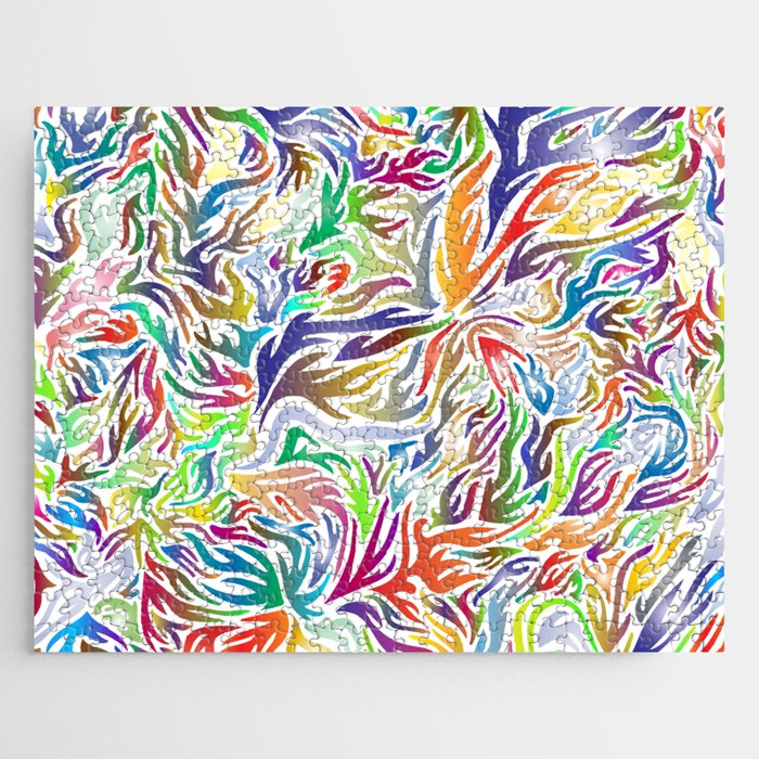 Abstract multi colour flames. Jigsaw Puzzle