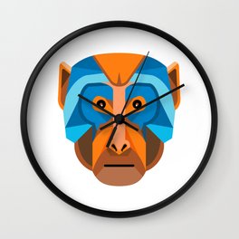 Rhesus Macaque Head Flat Icon Wall Clock