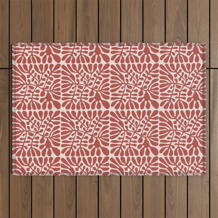 Aboriginal red plant pattern Outdoor Rug