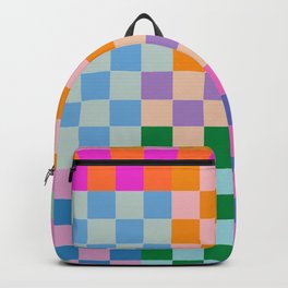 Checkerboard Collage Backpack | Retro, Whimsical, Pattern, Happy, Checkerboard, Vibrant, Check, Checkered, Bright, Colorful 