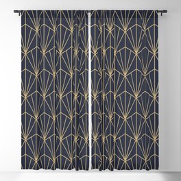 Art Deco Vector in Blue and Gold Blackout Curtain
