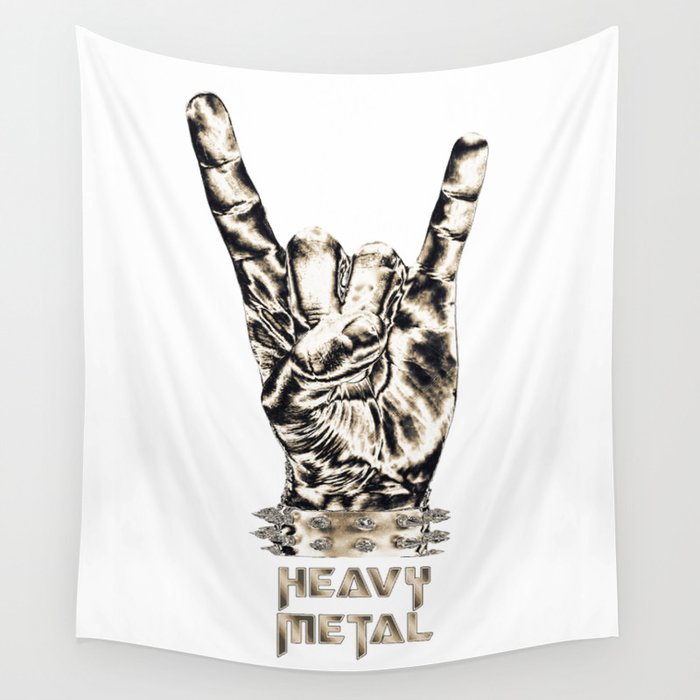 Heavy Metal Sign Text Rock Art Music Art Heavy Metal Hand Poster Home Decor  Rock Music Painting Wall Tapestry by LotusArt