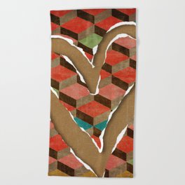 Love You More - heart shapes art and home decor Beach Towel