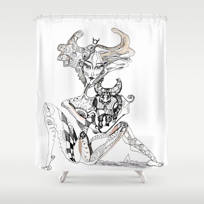 A woman as a sign Taurus Shower Curtain