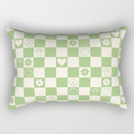 Happy Checkered pattern green Rectangular Pillow
