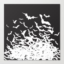 Halloween Bat Black and White Down Reverse Pattern Canvas Print