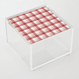 Gingham Plaid Pattern (red/tan/white) Acrylic Box