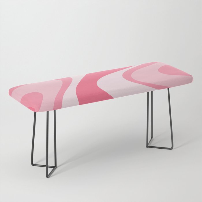 Candy Pink Wave Machine Abstract Retro Swirl Pattern Bench