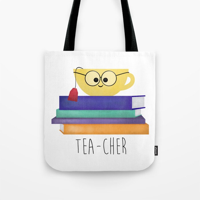 Teacher Tea Cup And Books Tote Bag