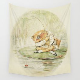 Jeremy Fisher fishing - Vintage frog art print, Beatrix Potter illustration Wall Tapestry