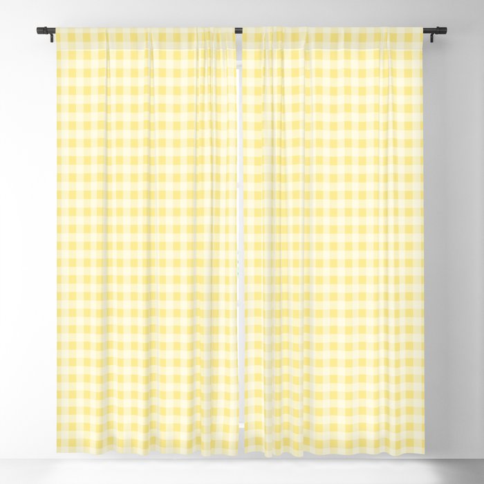 Summery Lemon Yellow Gingham Blackout Curtain