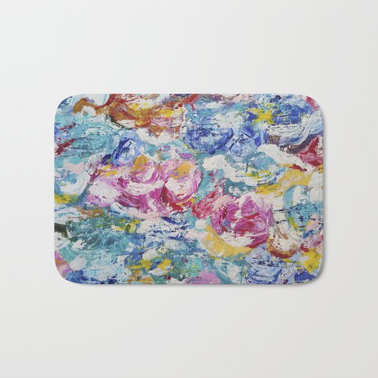 Abstract floral painting Bath Mat