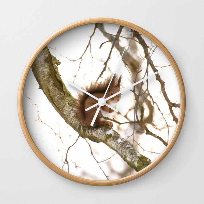 Little Squirrel On The Branch - Autumn Scene #decor #society6 #buyart Wall Clock