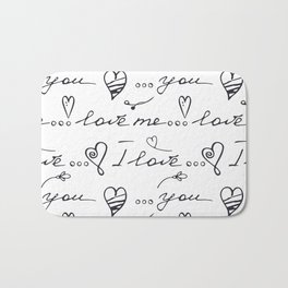 Love doodle hearts seamless pattern Bath Mat | Ink Pen, Text, Sketch, Letter, Hand, Romance, Drawing, Doodle, Love, Digital 