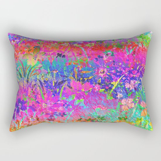 Bright Flower Garden Rectangular Pillow