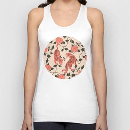 Chinese Tigers Retro Floral Pattern Unisex Tank Top
