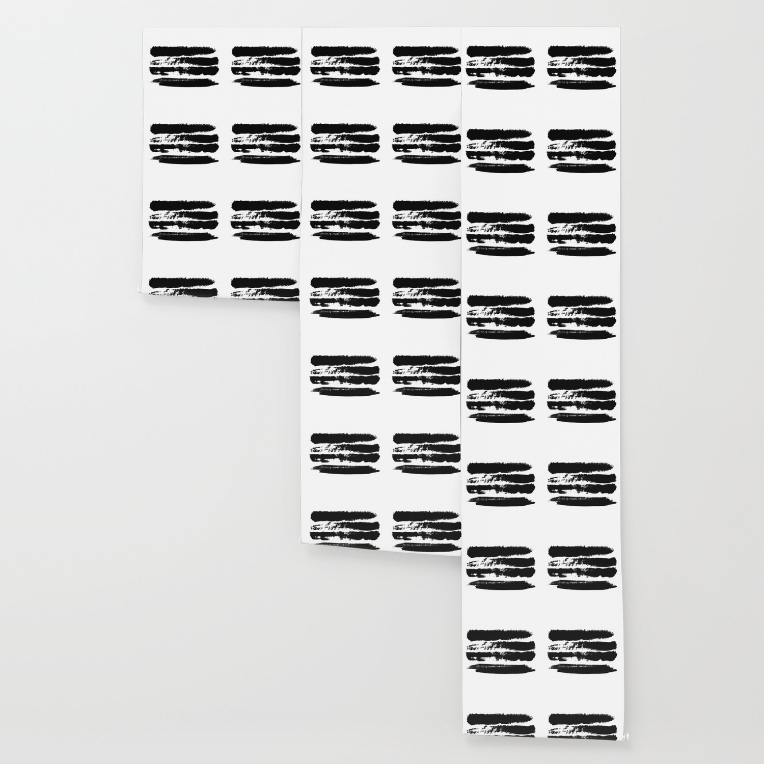 Abstract Black Brush Strokes On White Background Monochrome