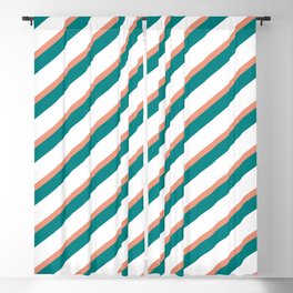 [ Thumbnail: Dark Salmon, Teal & White Colored Lines Pattern Blackout Curtain ]
