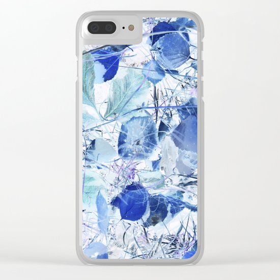 Blue leaves Clear iPhone Case