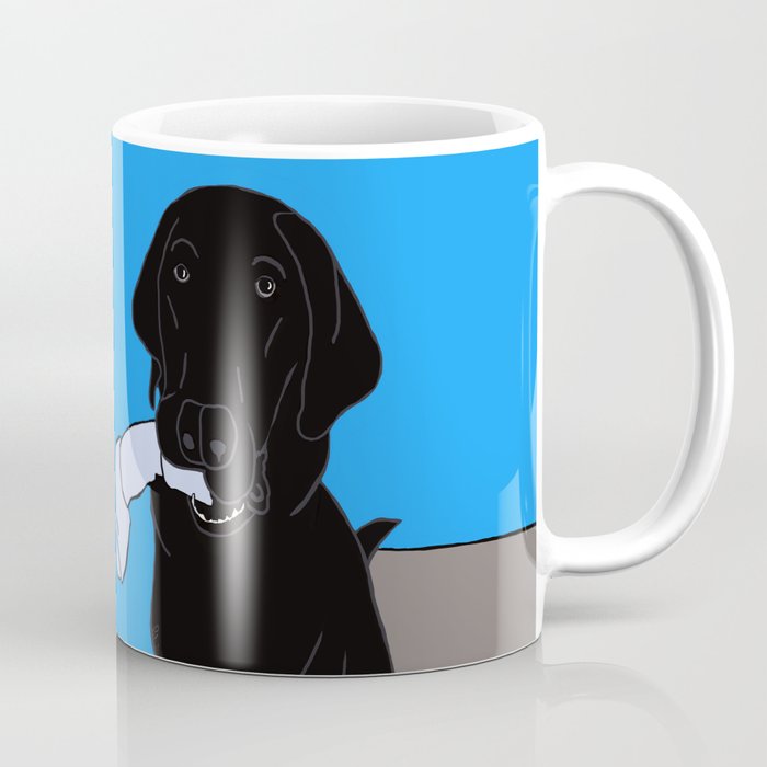 Black Lab With A Bone Coffee Mug | Drawing, Digital, Black-lab, Labrador, Black-labrador, Dog, Gifts, Happy-dog, Labrador-retriever, Retriever