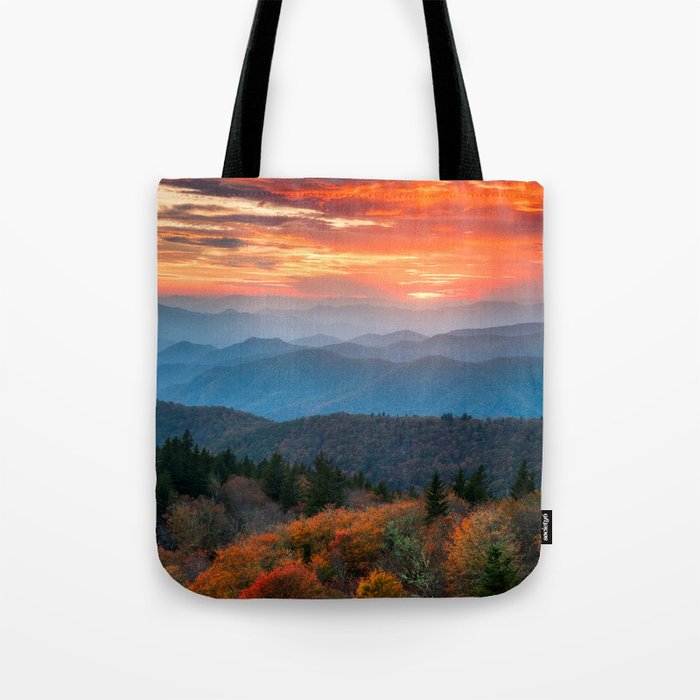 Blue Ridge Mountains NC Scenic Autumn Landscape Photography Asheville North Carolina Tote Bag