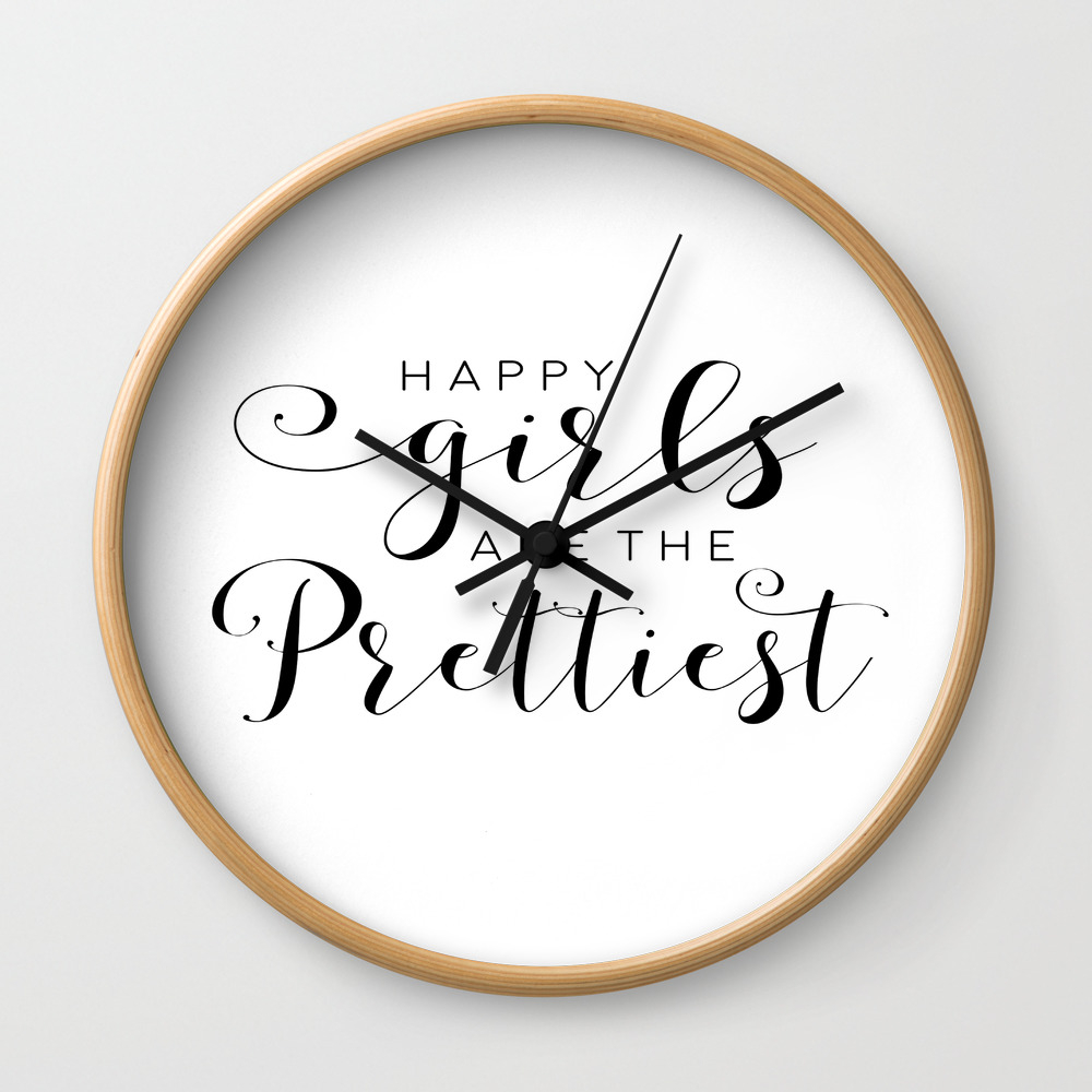 Happy Girls Are The Prettiest Audrey Hepburn Quote Girls Room Decor Bedroom Decor Printable Art Wall Clock
