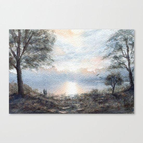 Lakeside Stroll Canvas Print